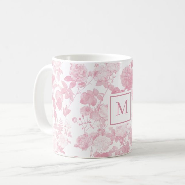 Taza De Café Rosas Florales Blancas Rosa Chinoiserie Bebé (Anverso izquierdo)