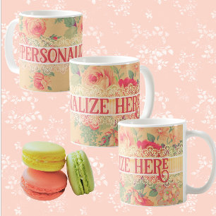 Taza De Café Rosas florales chic y de Shabby