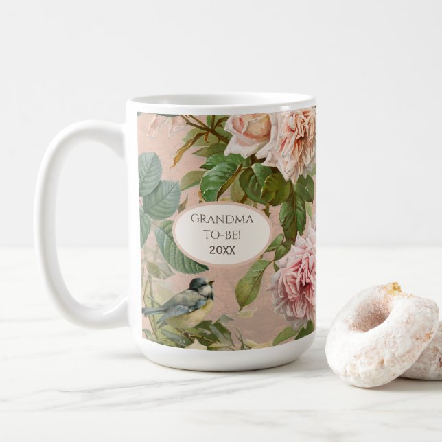 Taza De Café Rosas florales de Rubor amarillos de la abuela (Con donut)