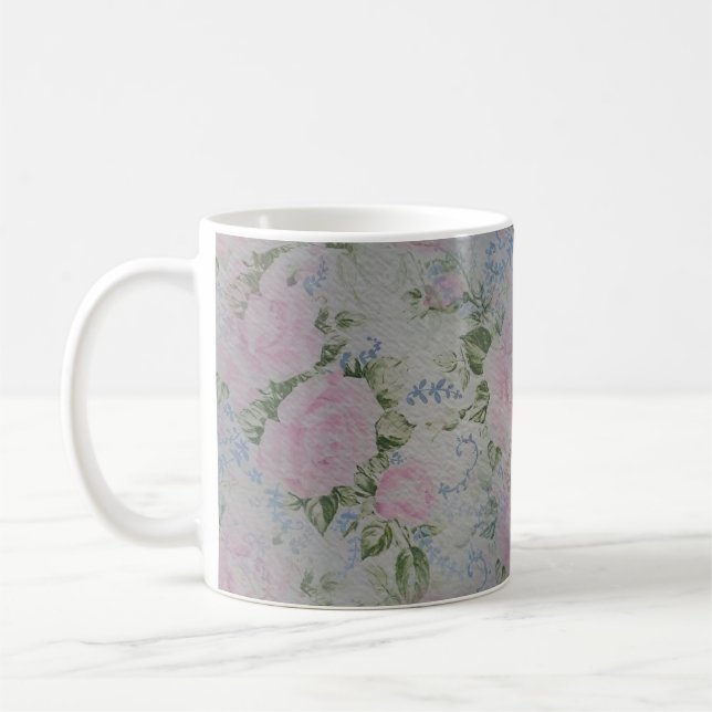 Taza De Café Rosas Florales Rosa Vintage (Izquierda)