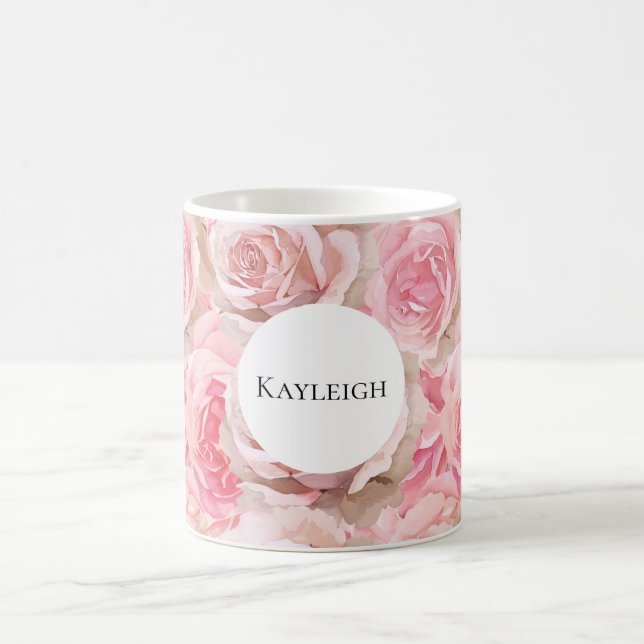Taza De Café Rosas Florales Rosadas Pretty Blush (Centro)