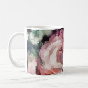 Taza De Café Rosas flores óleos pintura al óleo abstracto de la