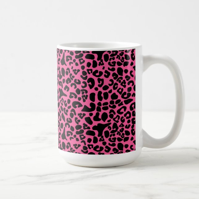 Taza De Café Rosas fuertes de moda y estampado leopardo moderno (Derecha)