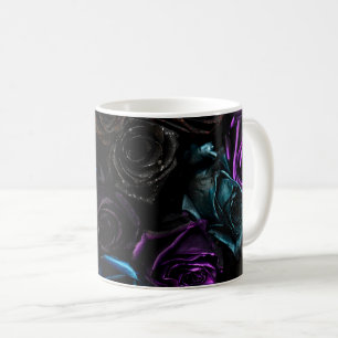 Taza De Café Rosas góticas oscuras patrón de textura de terciop