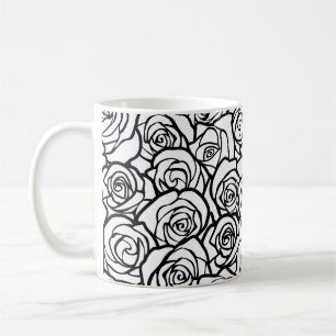 Taza De Café Rosas negras y blancas de Girly Vintage