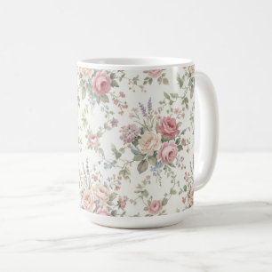 Taza De Café Rosas Pastel Elegantes Shabby Chic