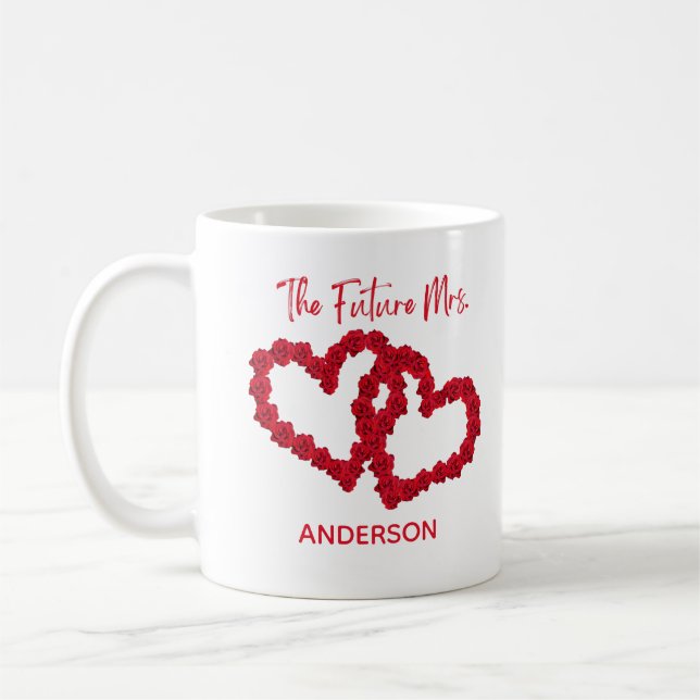 Taza De Café Rosas personalizadas para el regalo de compromiso  (Izquierda)