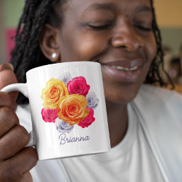 Taza De Café Rosas Personalizados En Bloom Motif Mug