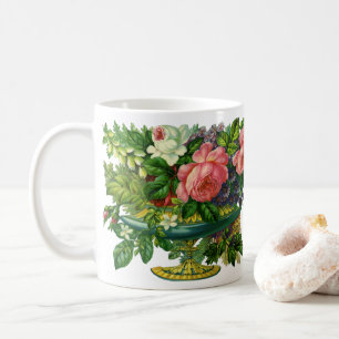 Taza De Café Rosas Pink Florales Antiguas, Jarrón de Flores
