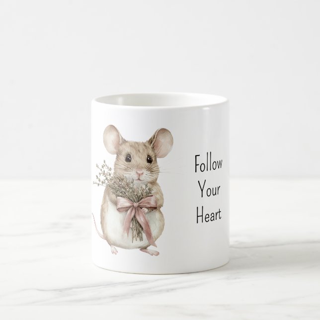 Taza De Café Rosas Ratón Dulce Lazo Rosa (Centro)