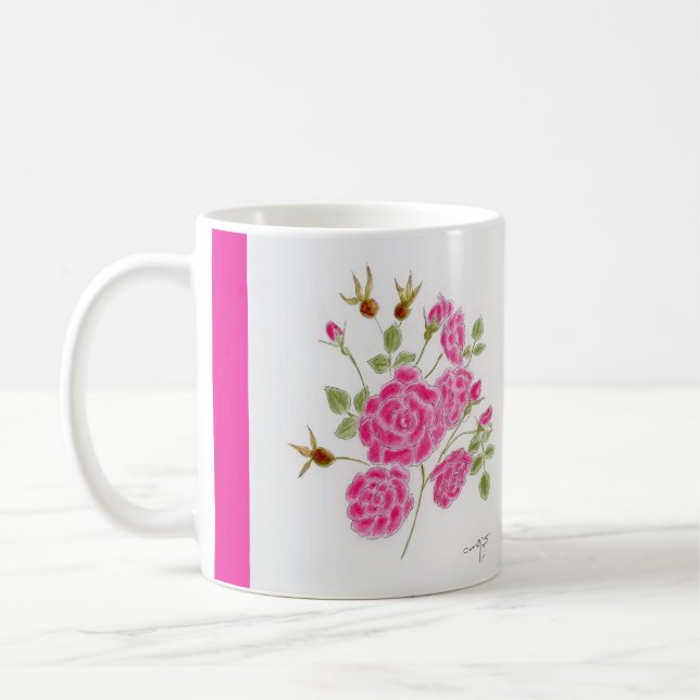 Taza De Café Rosas rojas en una taza. (Izquierda)