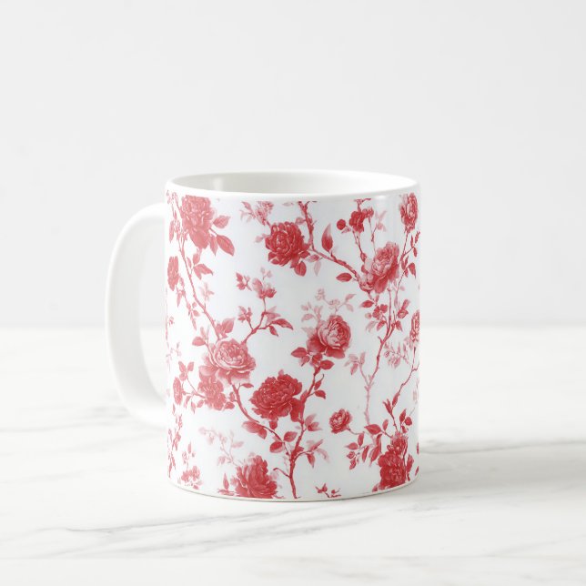Taza De Café Rosas Rojas Floral (Anverso izquierdo)