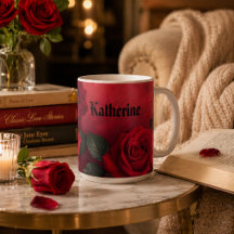 Rosas Rojas Góticas Elegantes con Nombre Personali
