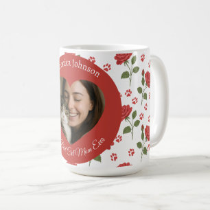 Taza De Café Rosas Rojas Personalizadas y Foto de Huellas de Ga
