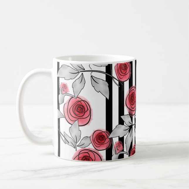 Taza De Café Rosas rojas, rosas acuarela (Izquierda)