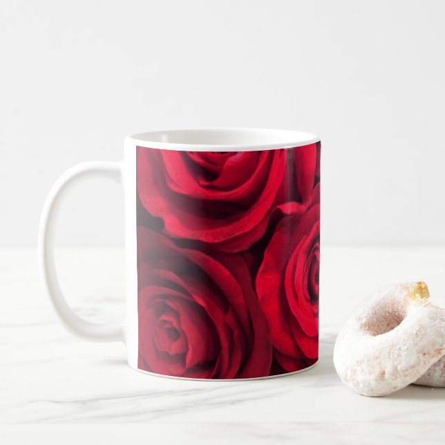 Taza De Café Rosas rojos de la pasión (Con donut)