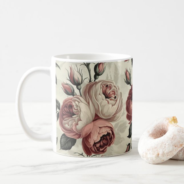 Taza De Café rosas románticos (Con donut)