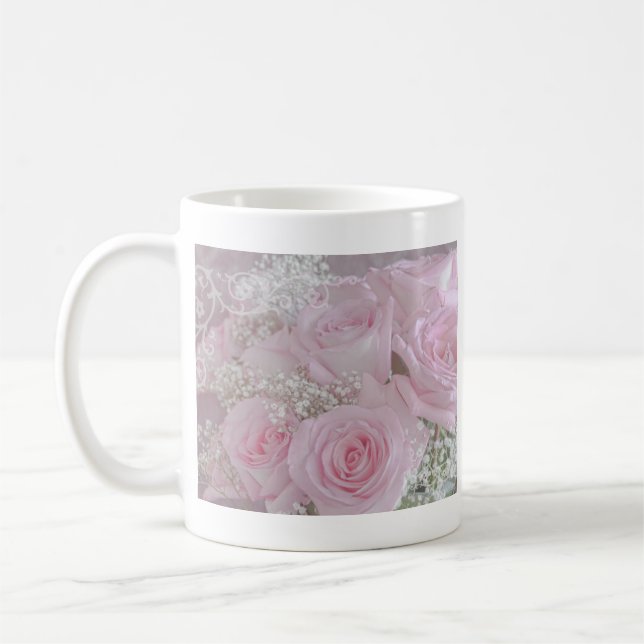 Taza De Café Rosas rosa blandas y aliento del bebé (Izquierda)