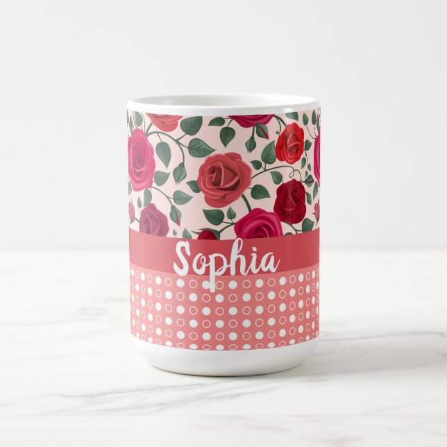 Taza De Café Rosas rosa dulce y polvoriento personalizado (Centro)