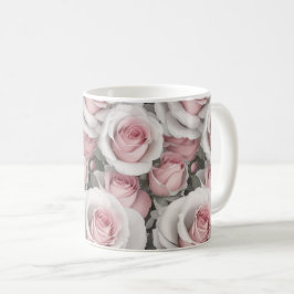 Taza De Café Rosas rosa y blanca