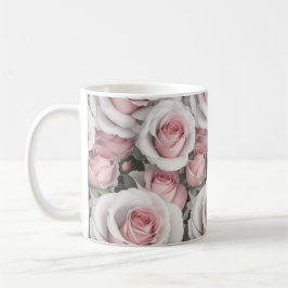 Taza De Café Rosas rosa y blanca