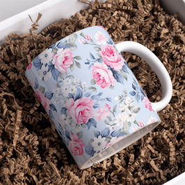 Taza De Café Rosas rosadas pasteles estrafalarias chic patrón f