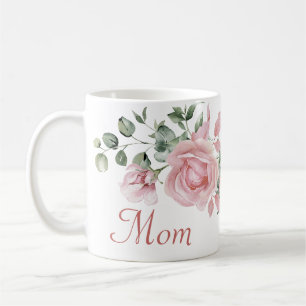 Taza De Café Rosas rosadas personalizadas para mamá