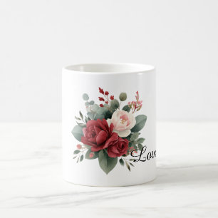 Taza De Café Rosas Rosadas Rojas Amor Floral