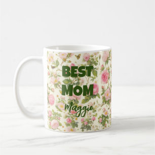Taza De Café Rosas rosadas y abejas Mejor mamá