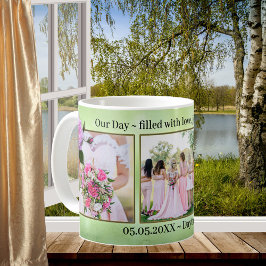 Taza De Café Rosas rosas rosas en la foto de un Boda verde
