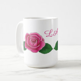 Taza De Café Rosas rosas rosas rosas con iniciales cursivas mug
