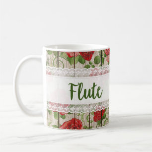 Taza De Café Rosas Rústicos de la Madera Flauta Lace