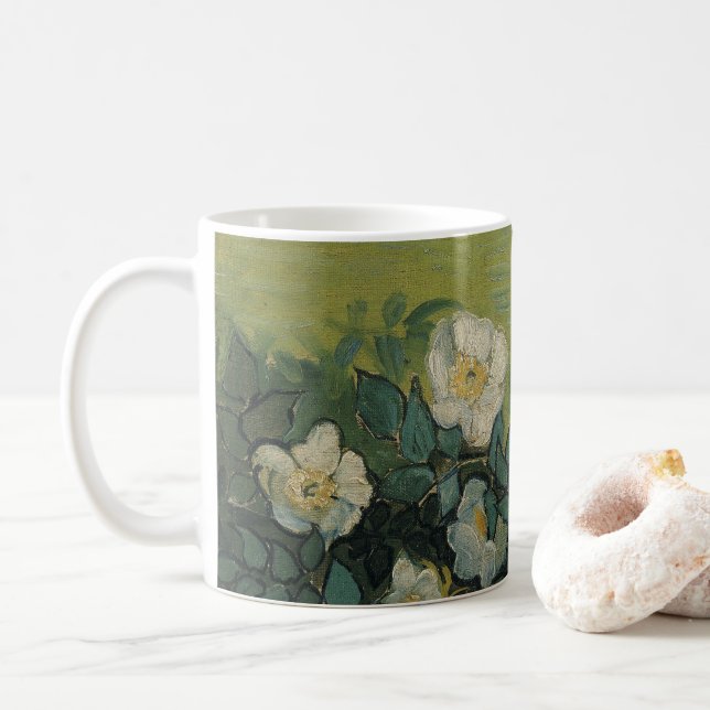 Taza De Café Rosas salvajes de Vincent van Gogh (Con donut)