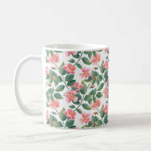 Taza De Café Rosas silvestres acuardan un patrón transparente.