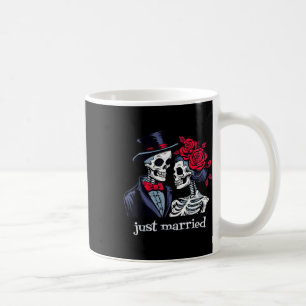 Taza De Café Rosas Skeleton Bride & Groom, Solo Casado Elo