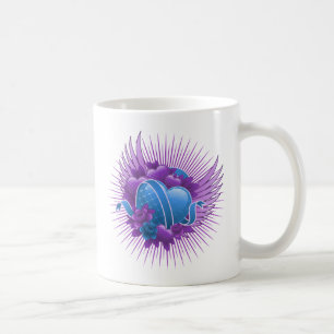 Taza De Café Rosas y alas del corazón azul