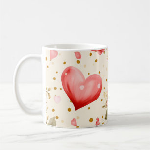 Taza De Café Rosas y corazones rosas y rojas de San Valentín