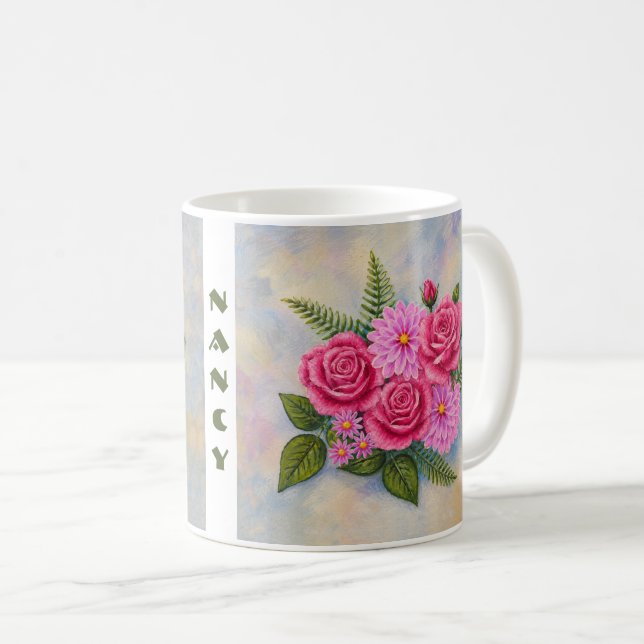 Taza de café Rosas y Dahlias (Anverso derecho)