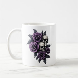 Taza De Café Rosas y esqueleto