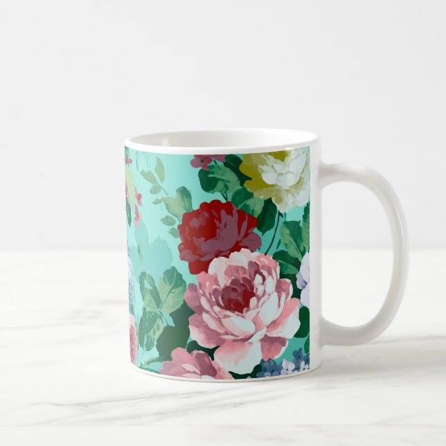 Taza De Café Rosas y flores de colores (Derecha)