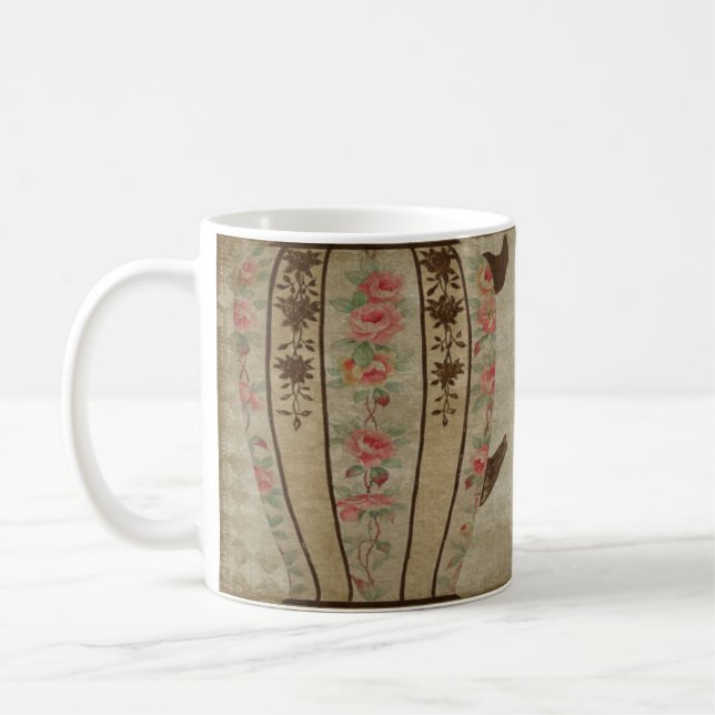 Taza De Café Rosas y rayas de estilo porcelano japonés (Izquierda)