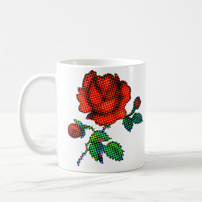 Taza De Café Rose Bloom Halftone Fine Art (Izquierda)