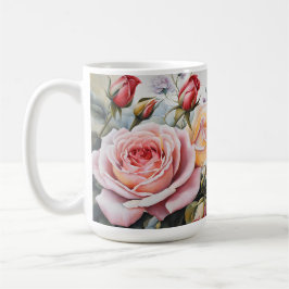 Taza De Café Rose Bouquet - Flor Pastel clásica