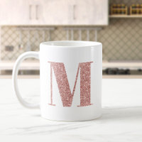 Rose Gold Faux Glitter Monogram M