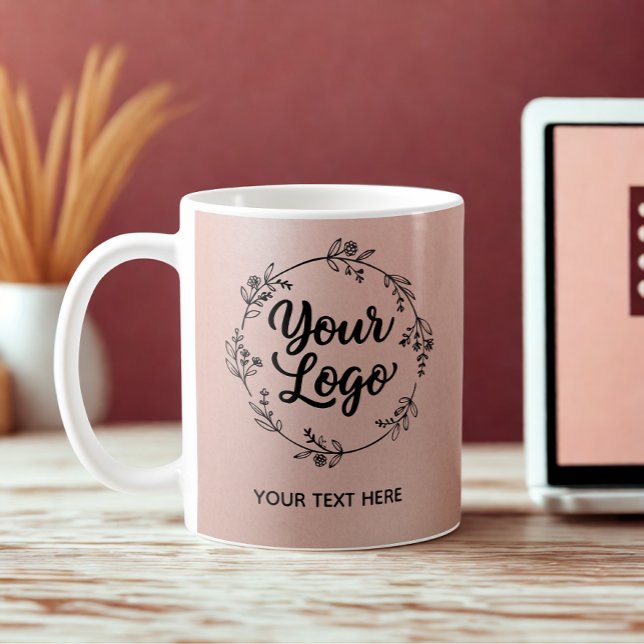 Taza De Café Rose Gold Logo QR Code Website Marketing (Subido por el creador)