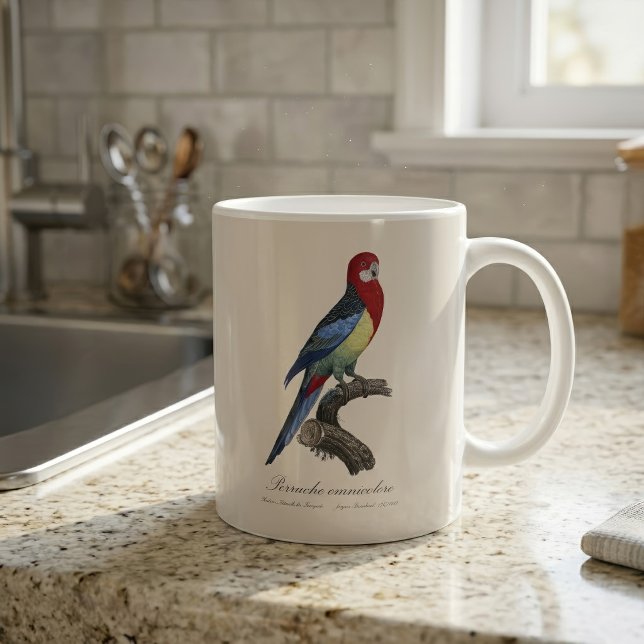Taza De Café Rosella oriental o perico Platycercus eximius (Eastern rosella or Platycercus eximius parakeet. Coffee Mug)