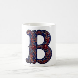 Taza De Café Rosemaling noruego Inicial– Floral tradicional 