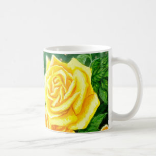 Taza De Café Roses amarillos trepando café Mug