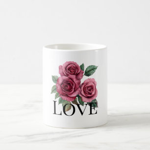 Taza De Café Roses Rojos Flores Amor