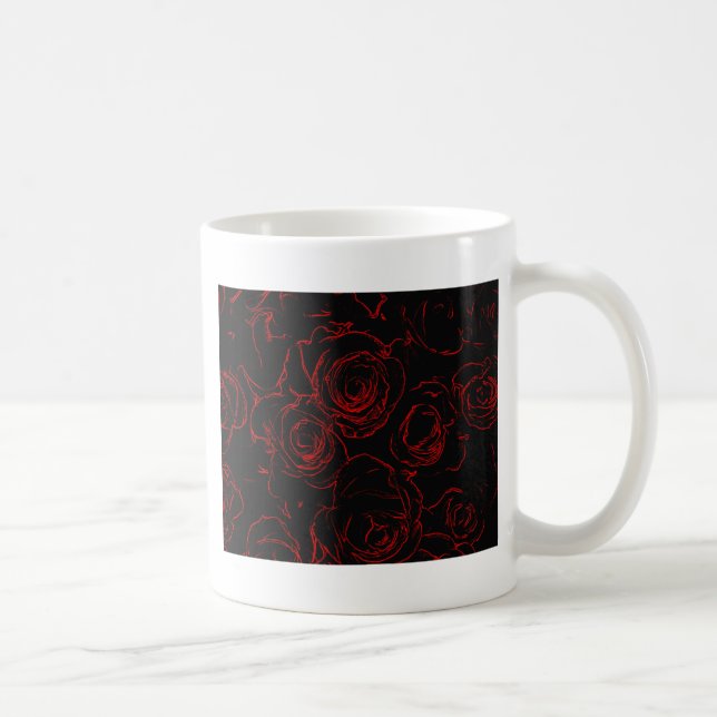 Taza De Café Roses rojos fondo negro (Derecha)